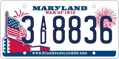 MD license plate 3AD8836