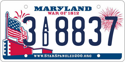 MD license plate 3AD8837