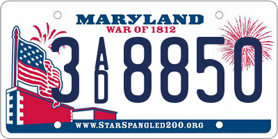 MD license plate 3AD8850