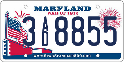 MD license plate 3AD8855