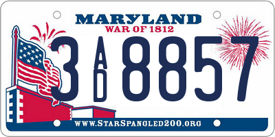 MD license plate 3AD8857