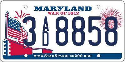 MD license plate 3AD8858