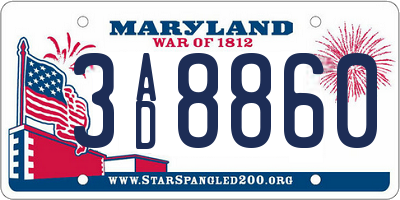 MD license plate 3AD8860