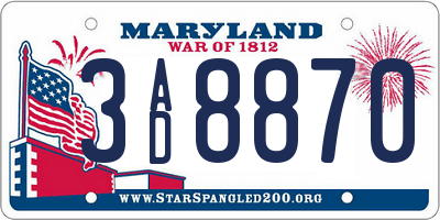 MD license plate 3AD8870