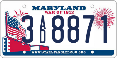 MD license plate 3AD8871