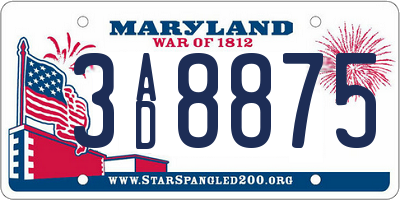 MD license plate 3AD8875