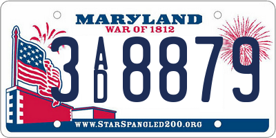 MD license plate 3AD8879