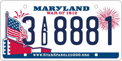 MD license plate 3AD8881
