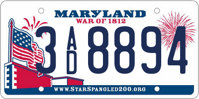 MD license plate 3AD8894