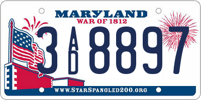 MD license plate 3AD8897