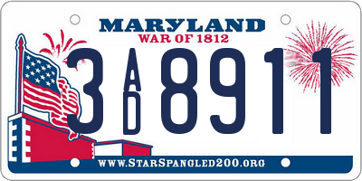 MD license plate 3AD8911
