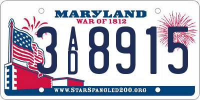 MD license plate 3AD8915