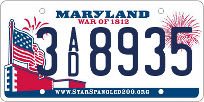 MD license plate 3AD8935
