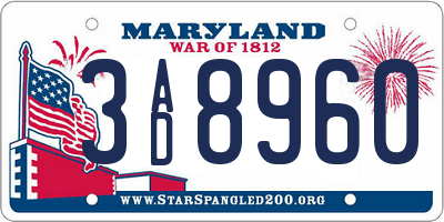 MD license plate 3AD8960
