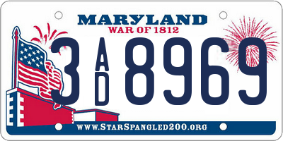 MD license plate 3AD8969