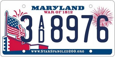 MD license plate 3AD8976