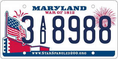 MD license plate 3AD8988