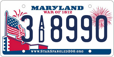 MD license plate 3AD8990