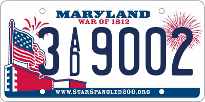MD license plate 3AD9002