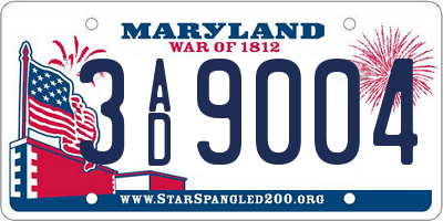 MD license plate 3AD9004