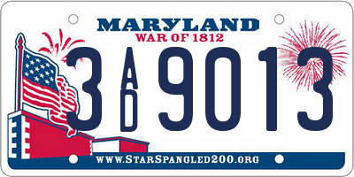 MD license plate 3AD9013