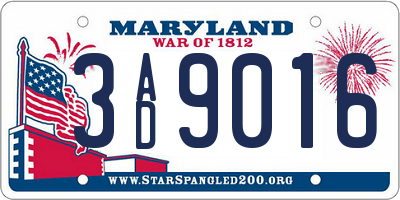 MD license plate 3AD9016