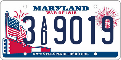 MD license plate 3AD9019
