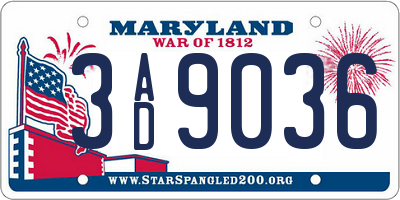 MD license plate 3AD9036