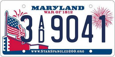 MD license plate 3AD9041
