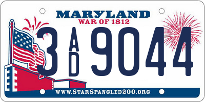 MD license plate 3AD9044