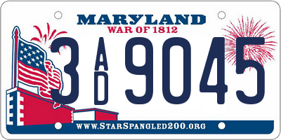 MD license plate 3AD9045