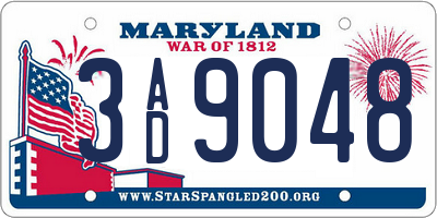 MD license plate 3AD9048