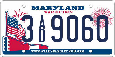 MD license plate 3AD9060