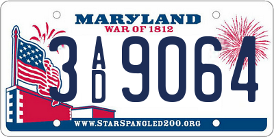 MD license plate 3AD9064