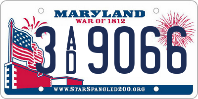MD license plate 3AD9066