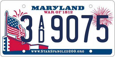 MD license plate 3AD9075