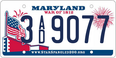 MD license plate 3AD9077