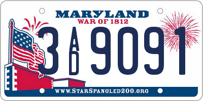 MD license plate 3AD9091