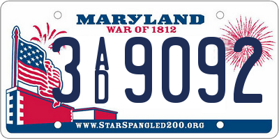 MD license plate 3AD9092