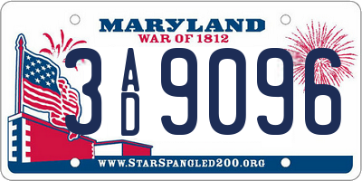 MD license plate 3AD9096