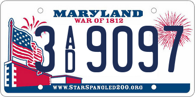 MD license plate 3AD9097