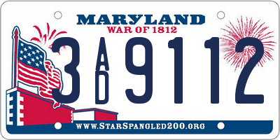 MD license plate 3AD9112