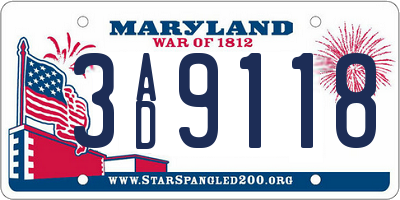 MD license plate 3AD9118