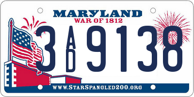 MD license plate 3AD9138