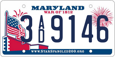 MD license plate 3AD9146