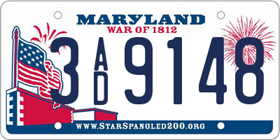 MD license plate 3AD9148