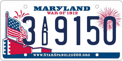 MD license plate 3AD9150