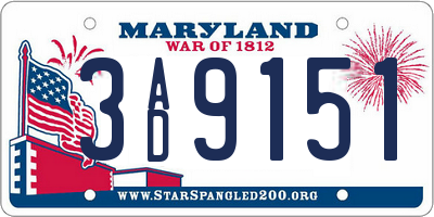 MD license plate 3AD9151