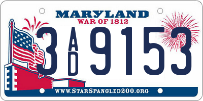 MD license plate 3AD9153