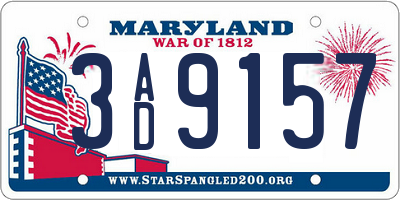 MD license plate 3AD9157